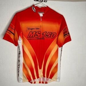 Revi Short Sleeve 1/2 Zip Mockneck Cycling Jersey Men Size M Red/Orange MS 150